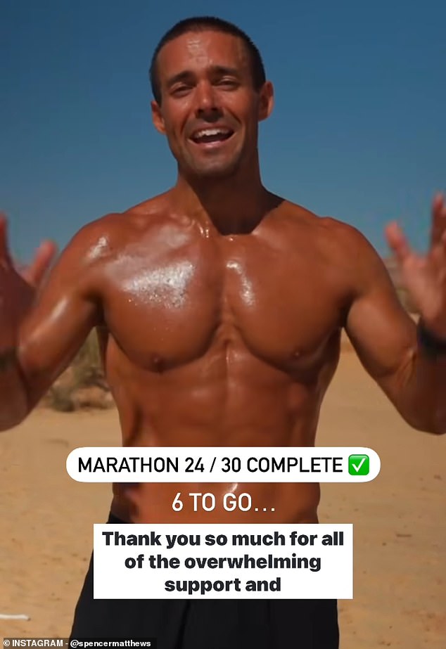 Spencer Matthews, 36, told Heart FM on Wednesday he has lost 10kg since embarking on his record-breaking desert marathon challenge