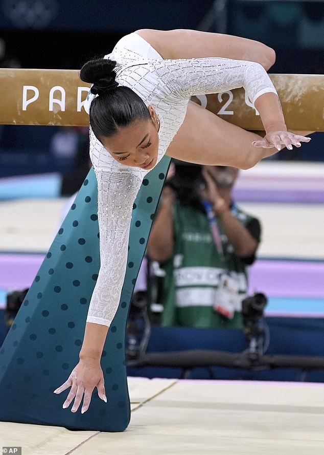 Suni Lee suffered a disaster at the Olympics on Monday after falling off the balance beam