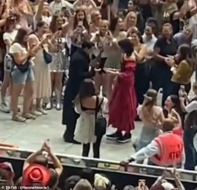 This is the sweet moment a man proposed to his girlfriend during Taylor Swift's Eras Tour concert at Wembley in London on Monday night