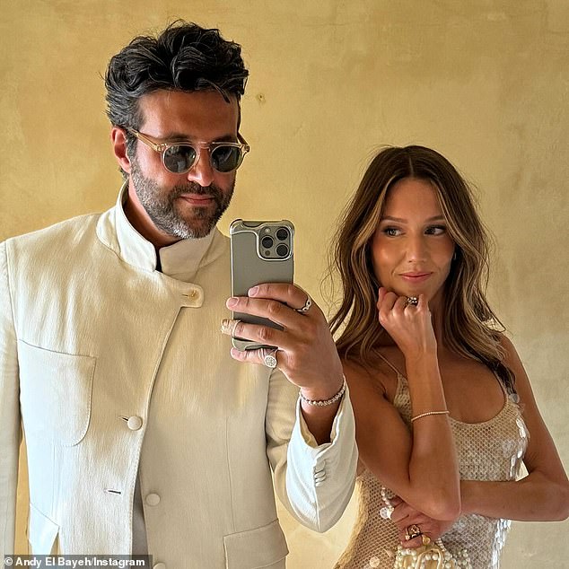 Andy El Bayeh and Harriet Williams have reportedly split after two years of marriage (pictured just two weeks ago in Greece)