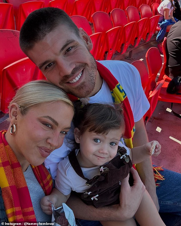 Tammy Hembrow's new boyfriend Matt Zukowski is ready to dive into family life as the loved-up couple is set to get married in November. Pictured with Tammy's daughter Posy