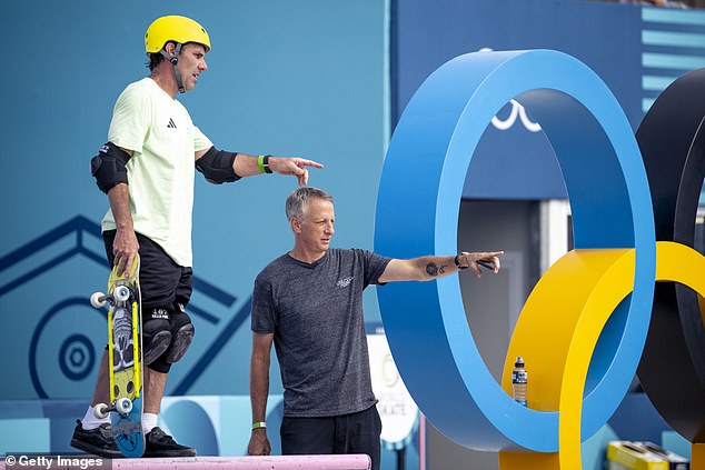 Andy Macdonald gets some tips from Tony Hawk