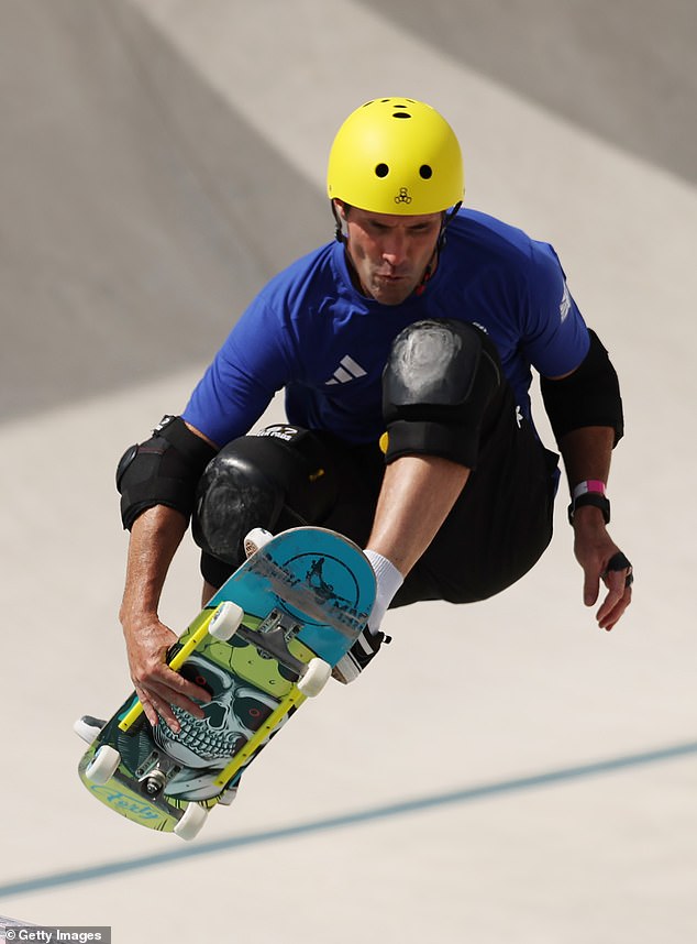 As we waited for Team GB's Andy Macdonald, the oldest skateboarder ever to compete at the Olympics, to enter, the jokes were flying.