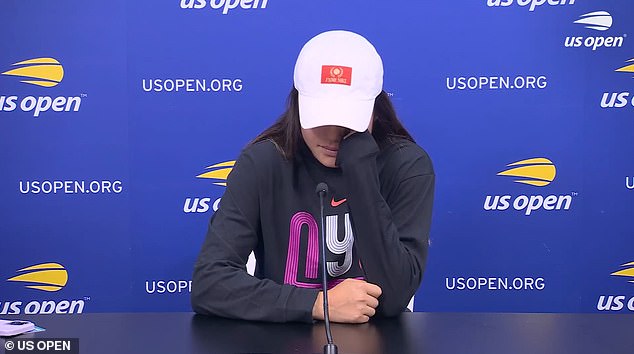 Emma Raducanu burst into tears during her press conference in New York on Tuesday