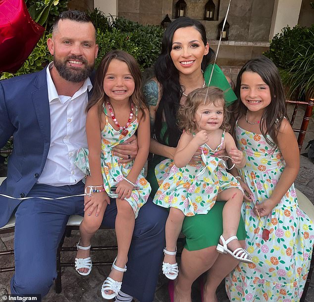 Christopher Scholtes, 37, was charged with second-degree murder and child abuse in Parker's death. He is seen with Parker, her two older sisters and his wife Erika