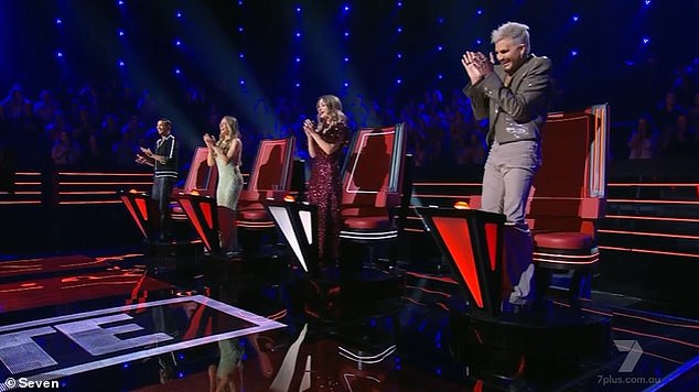 The Voice Australia's biggest diva has been revealed after the panel underwent a major overhaul (pictured: 2024 coaches LeAnn Rimes, Kate Miller Heidke, Adam Lambert and Guy Sebastian)