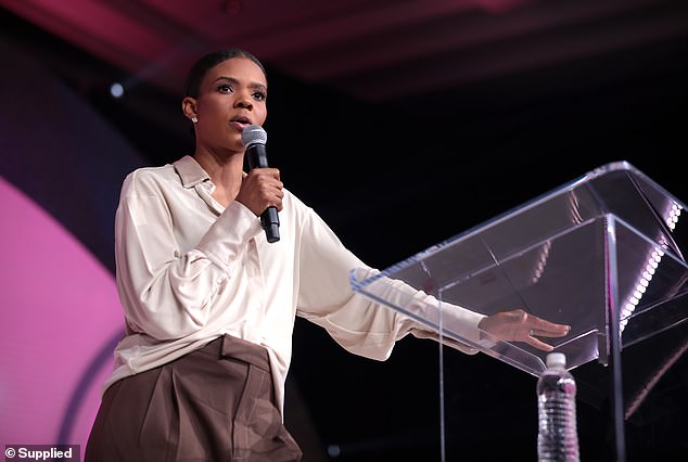 Controversial far-right American political commentator Candace Owens (pictured) has revealed she was 'completely shocked' by Tony Burke's comments