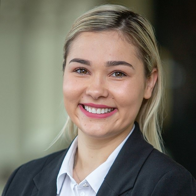 Baby-faced real estate agent Hayley Philpot (left) gave a tense interview to police after she scammed a retired Melbourne couple (Berwyn Bennett, right) out of their life savings