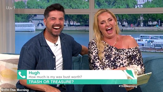 Josie Gibson, 39, burst out laughing on This Morning on Friday when a viewer called in to show her his 'monstrous' doll (pictured with her co-star Craig Doyle)