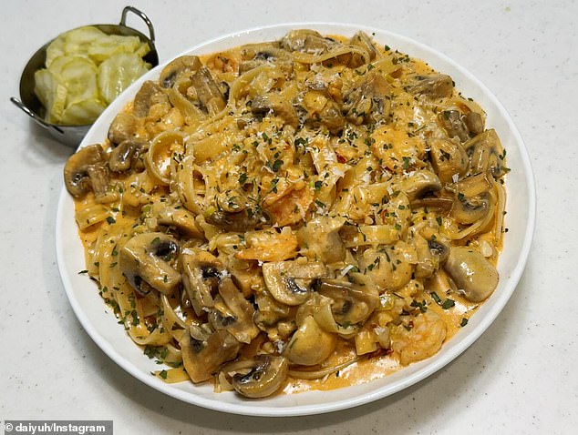 Toowoomba Pasta is the signature pasta dish on the South Korean menu at Outback Steakhouses. It is served with fettucine topped with mushrooms, shrimp and cream