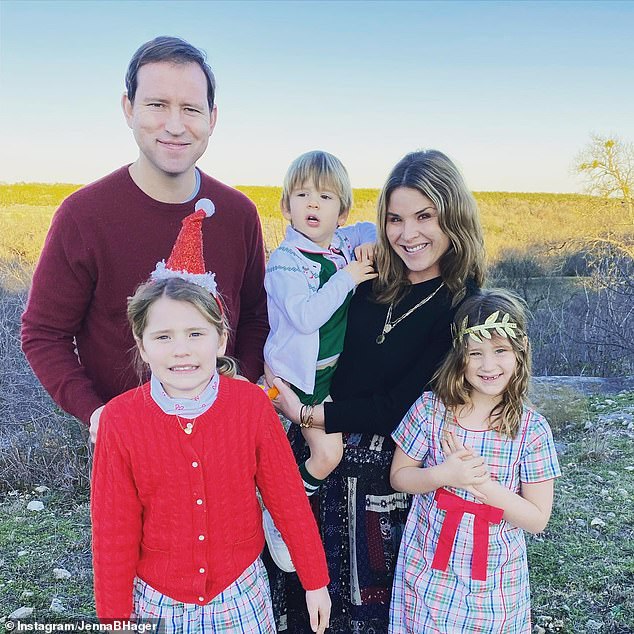 Jenna pictured with her husband Henry Hager and their three children: Mila, 11; Poppy, nine, and five-year-old Hal