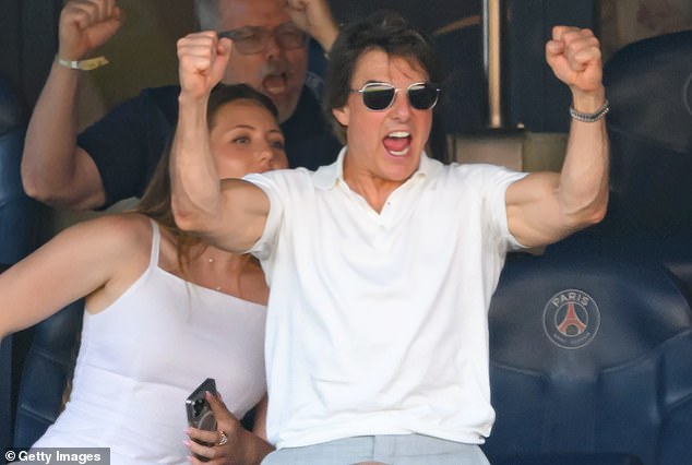 Tom Cruise put on a very lively show as he cheered on the US women's soccer team during their historic gold medal match at the Paris Olympics on Saturday