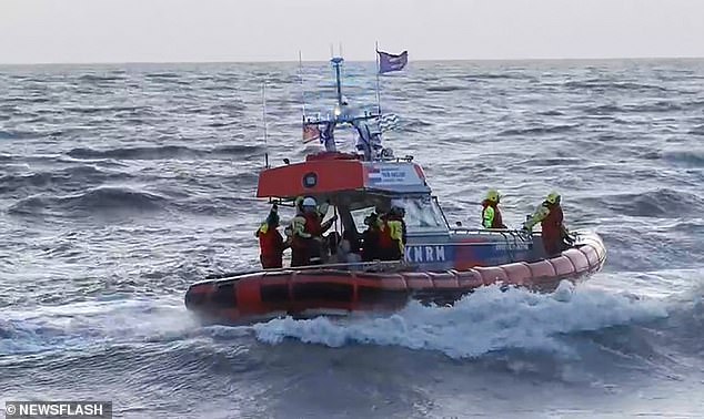 Photo shows the search for the missing swimmer in the sea near Scheveningen, Netherlands