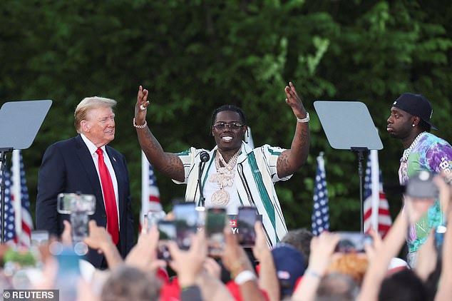 Moody's group also appeared to be involved in mobilizing Trump supporters when the former president held an unprecedented event in the Bronx, seen with rappers Sheff G and Sleepy Hallow