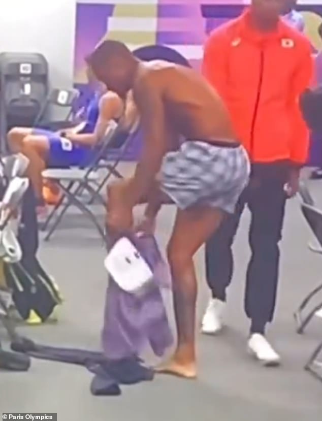 Fans were shocked to see American runner Quincy Hall wearing boxer shorts under his tracksuit