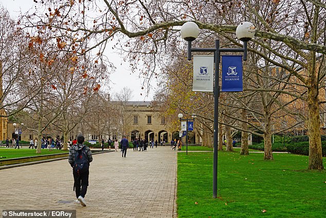 Harry, who chose not to give his last name, is studying economics at the University of Melbourne (pictured) and said he was the only white student, or one of a handful, in his courses