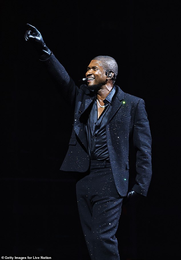 Usher, 45, kicked off his Past Present Future tour this week with a pair of sold-out shows in Washington, DC at the Capital One Arena. Pictured on Tuesday