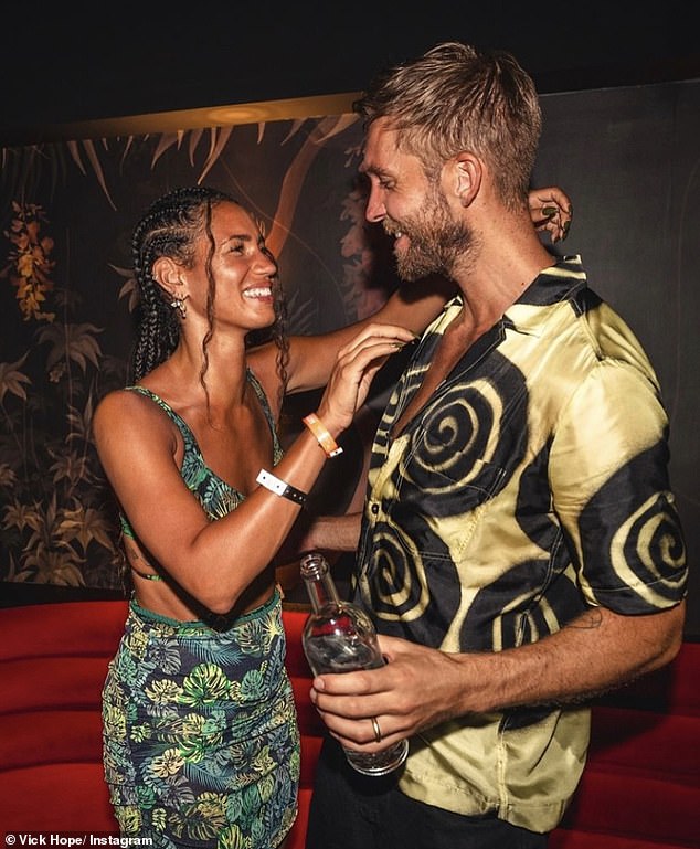 Vick Hope shared a bunch of cute snaps from her Ibiza vacation with husband Calvin Harris and friends on Instagram on Tuesday