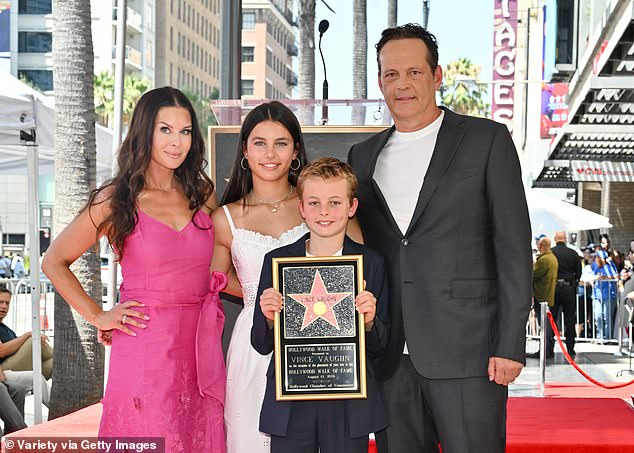 Earlier in the day, Vince posed with his wife Kyla and their two children, daughter Locklyn, 13, and son Vernon, 11, to celebrate the unveiling of his star on the Hollywood Walk of Fame