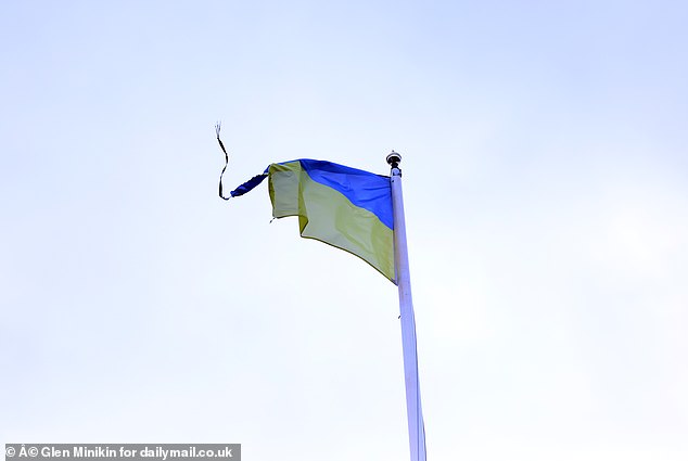 The Mansion House currently has the Ukrainian national flag flying in the air (pictured)