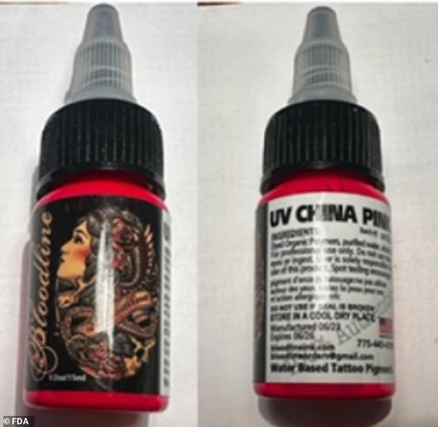 The photo above shows one of the recalled tattoo ink products