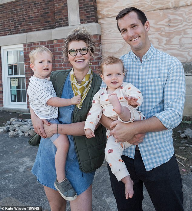 Stacie Grissom, 36, and her 35-year-old husband, orthopedic surgeon Sean, purchased the former school in August 2021 after moving back to Franklin, Indiana, from New York City