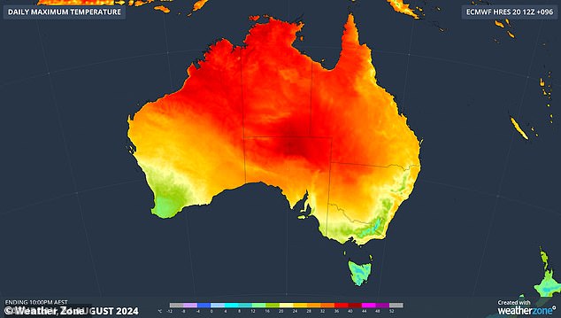 The warm and dry weather in much of the country's interior has led to higher temperatures