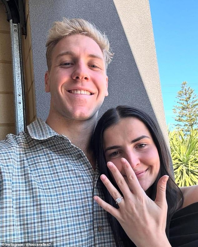 Oscar Allen is getting married. The West Coast Eagles player has announced his engagement to his girlfriend Lorna McNabb. Both pictured