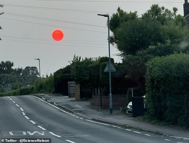 Stargazers in the UK were treated to stunning sunsets this weekend, with the sun itself appearing to turn bright red, as pictured here over St Albans