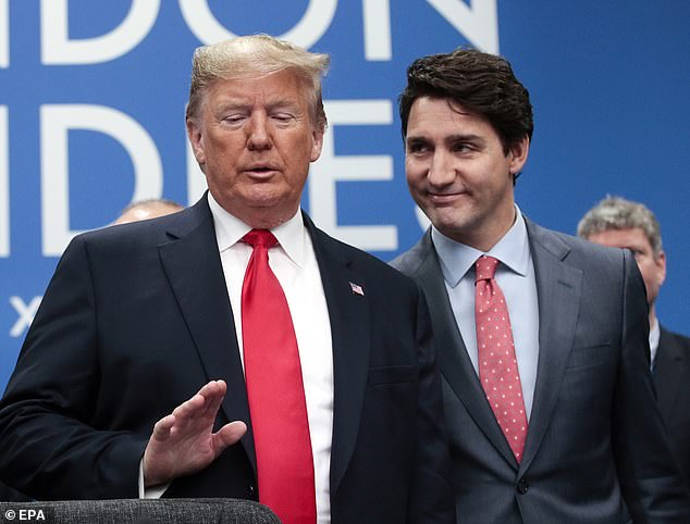 Then-President Donald J. Trump and Canadian Prime Minister Justin Trudeau in London, 2019