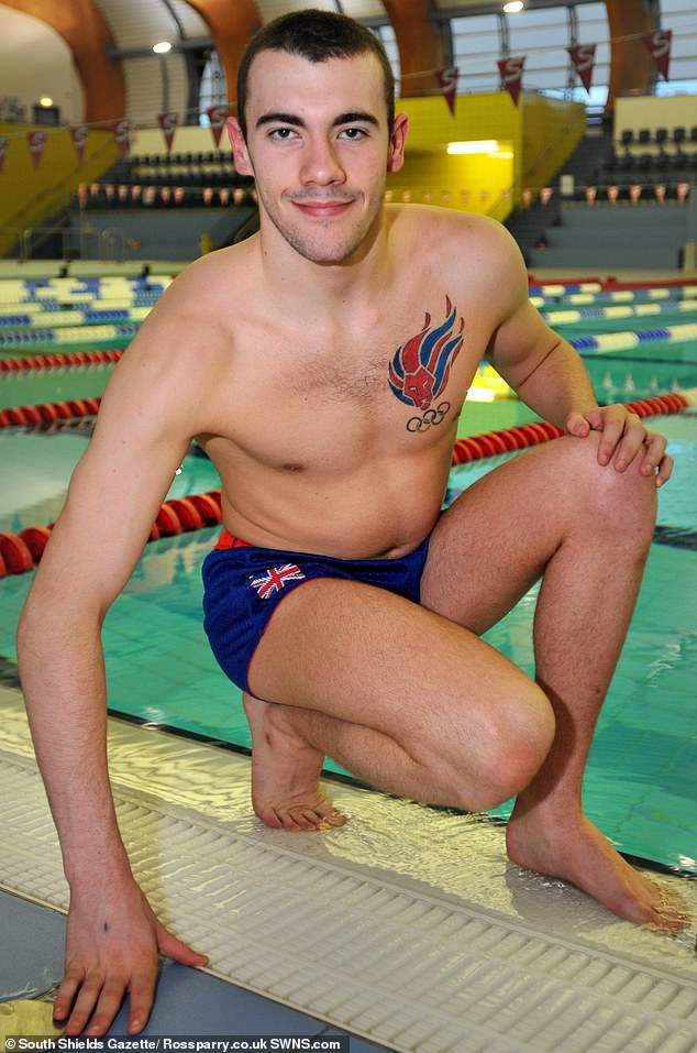 British swimmer Josef Craig was disqualified from the European Championships S8 100m freestyle final for failing to cover his tattoo of the Olympic rings (pictured) during the competition.