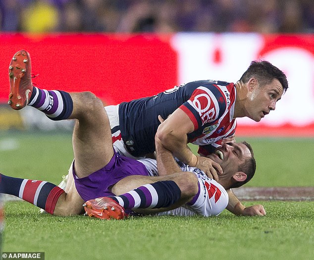 Cooper Cronk had the final say by winning a championship in his first season at Bondi - against Melbourne in the deciding game of 2018 (pictured an angry Cronk after Smith tackled his injured shoulder)