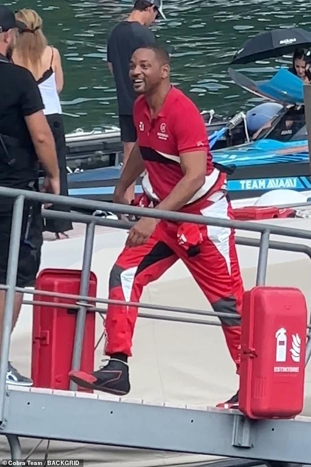 Will Smith was in good spirits as he joined the E1 Lake Como in Italy on Friday