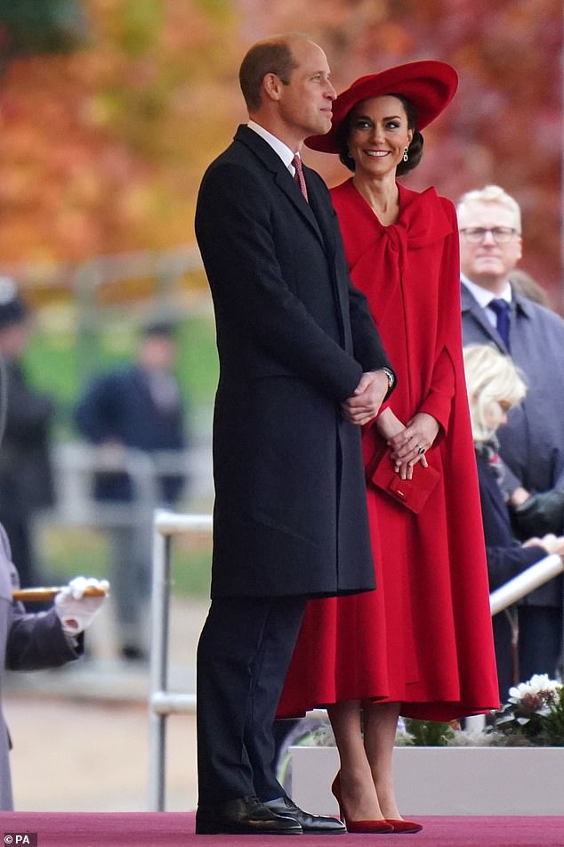 Princess Kate smiles at Prince William during the welcoming ceremony for the president of South Korea last year