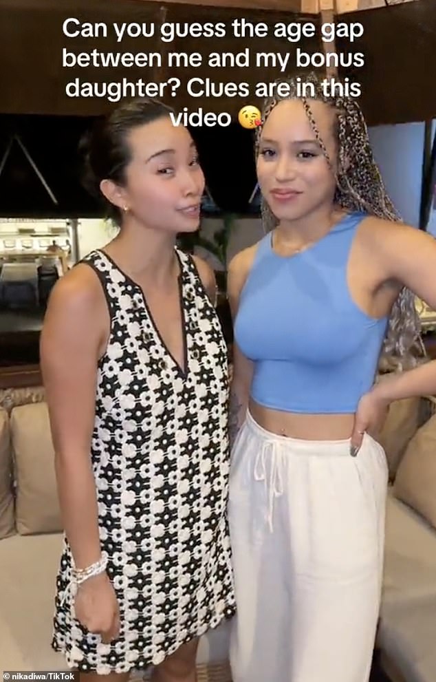 US-based content creator Nika Diwa (left) took to her TikTok @nikadiwa to share a clip asking people to guess the age difference between her and her stepdaughter