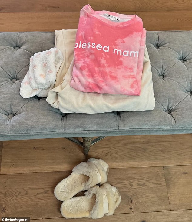 To give viewers another message about her state of mind, she threw in a photo of a pink tie-dye t-shirt that read, “blessed mama.”