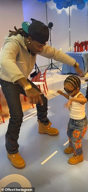 Cardi posted a heartwarming clip of Offset bending his knees to get closer to Wave's level as they danced to the music together