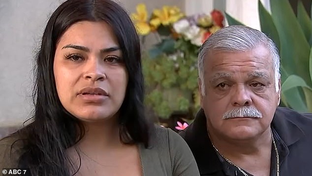 Her husband Florencio (pictured with his daughter Stephanie) forgave the man who jumped, even though his desire to end his own life had caused her death.