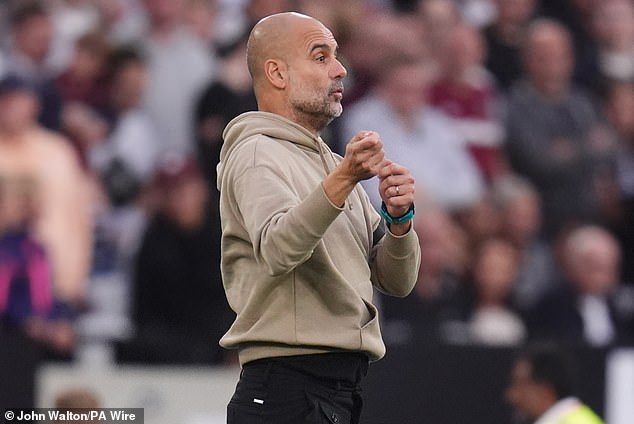 Pep Guardiola pictured on the touchline during Saturday's convincing away win in London