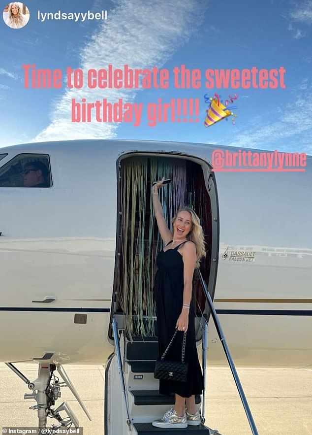 Brittany, who is pregnant with her third child, boarded a luxury plane to attend her birthday brunch