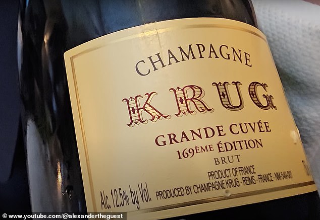 Alexander opened his alcohol register at the restaurant with a 169th edition of Krug - 'always excellent'