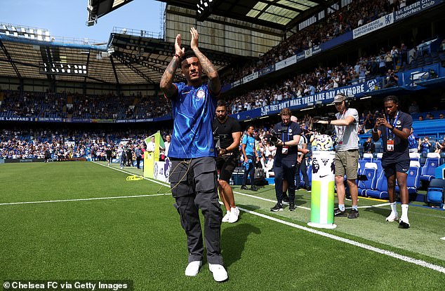 Sancho applauded his new fans before the Premier League match kicked off