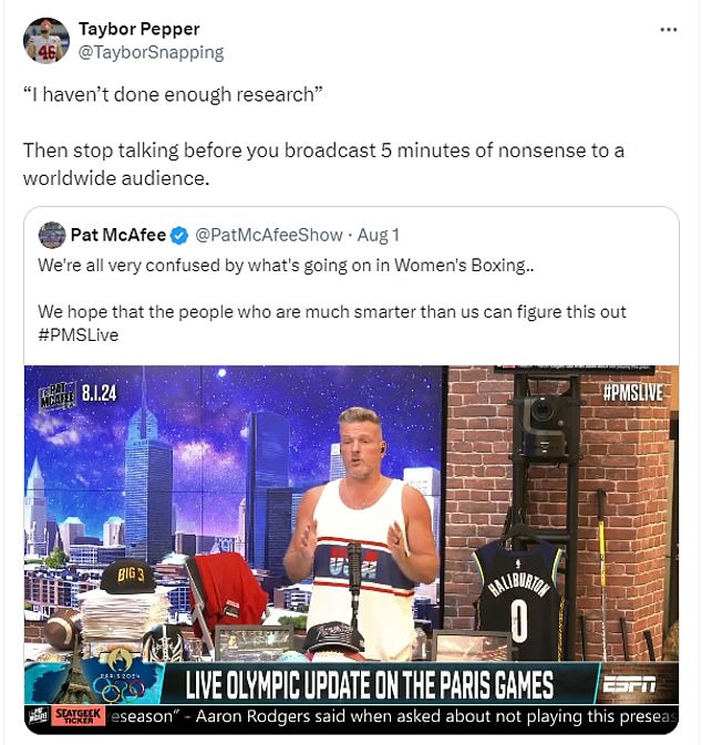 Pepper previously criticized Pat McAfee and NABJ for their conservative views