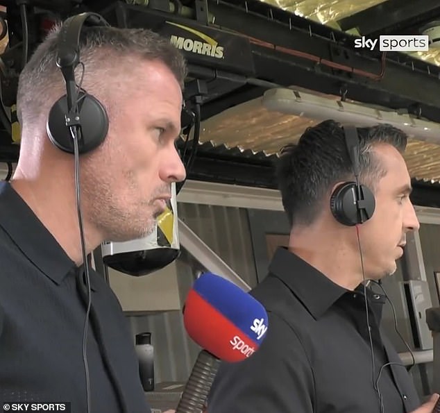 Jamie Carragher (left) and Gary Neville (right) reported on Sunday's match for Sky Sports