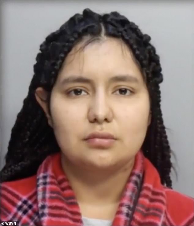 Renteria (pictured), 25, was charged with child abuse after Doral police found her 3-year-old son wandering through an apartment complex