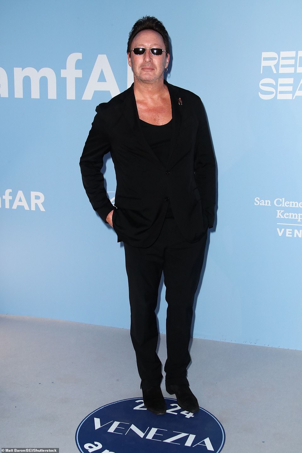 Julian Lennon wore an all-black look