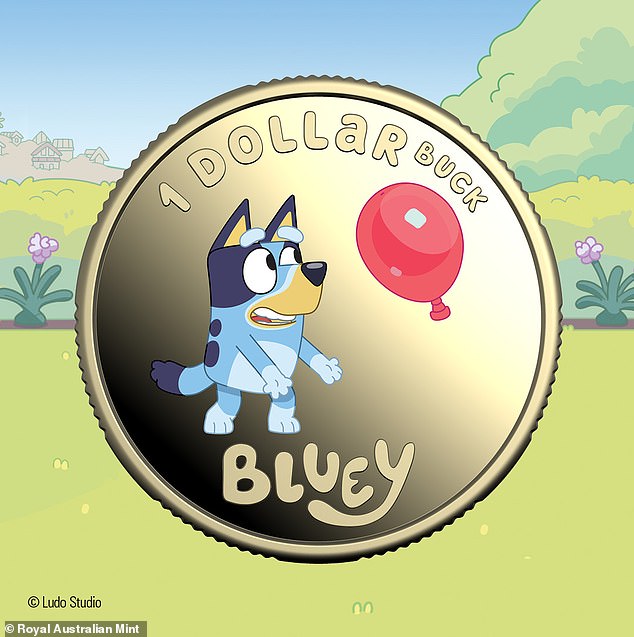 A new set of coins featuring Bluey characters has been released, with a few rare colored coins (pictured) hidden in collector packs