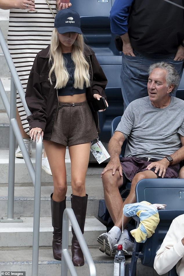 Taylor Fritz's girlfriend Morgan Riddle is seen at Arthur Ashe Stadium in Queens