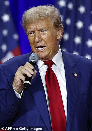 Former President Donald Trump speaks during a town hall meeting in La Crosse, Wisconsin, on August 29, 2024