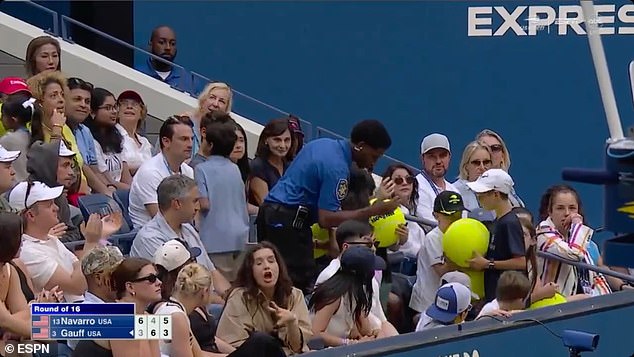 The game was stopped and security had to ask the children to return to their seats